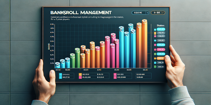 Biểu đồ bar chart chất lượng 8K minh họa các nguyên tắc quản lý vốn trong xì tố, với các mức cược phù hợp theo từng kích thước bankroll